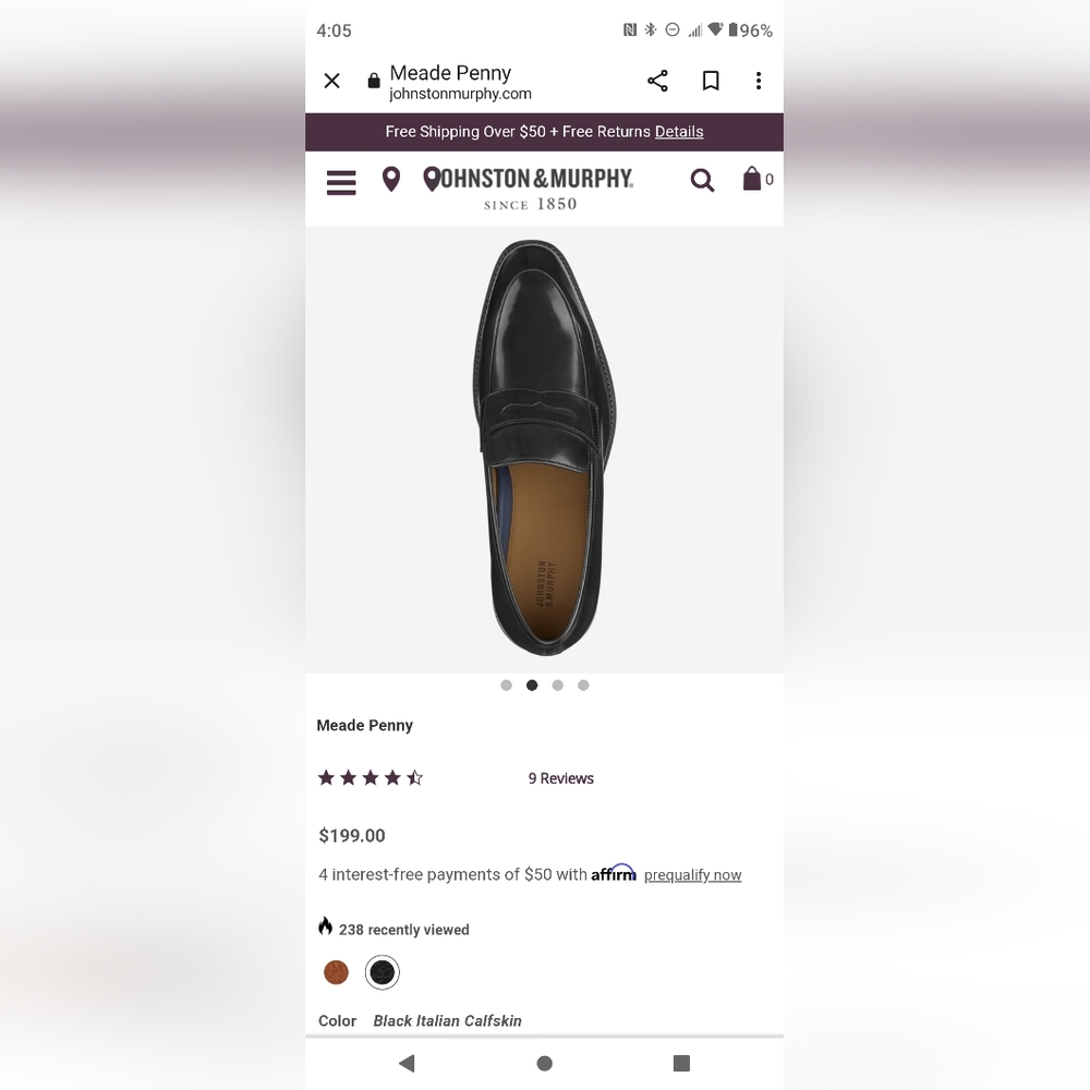 Men's 11.5 Johnston and Murphy Penny Loafers.